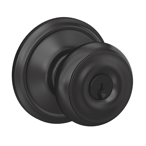 F51 AG GEO 622 Entry Door Lock, Knob Handle, Matte Black, C Keyway, Commercial, 2 Grade, Turn Button