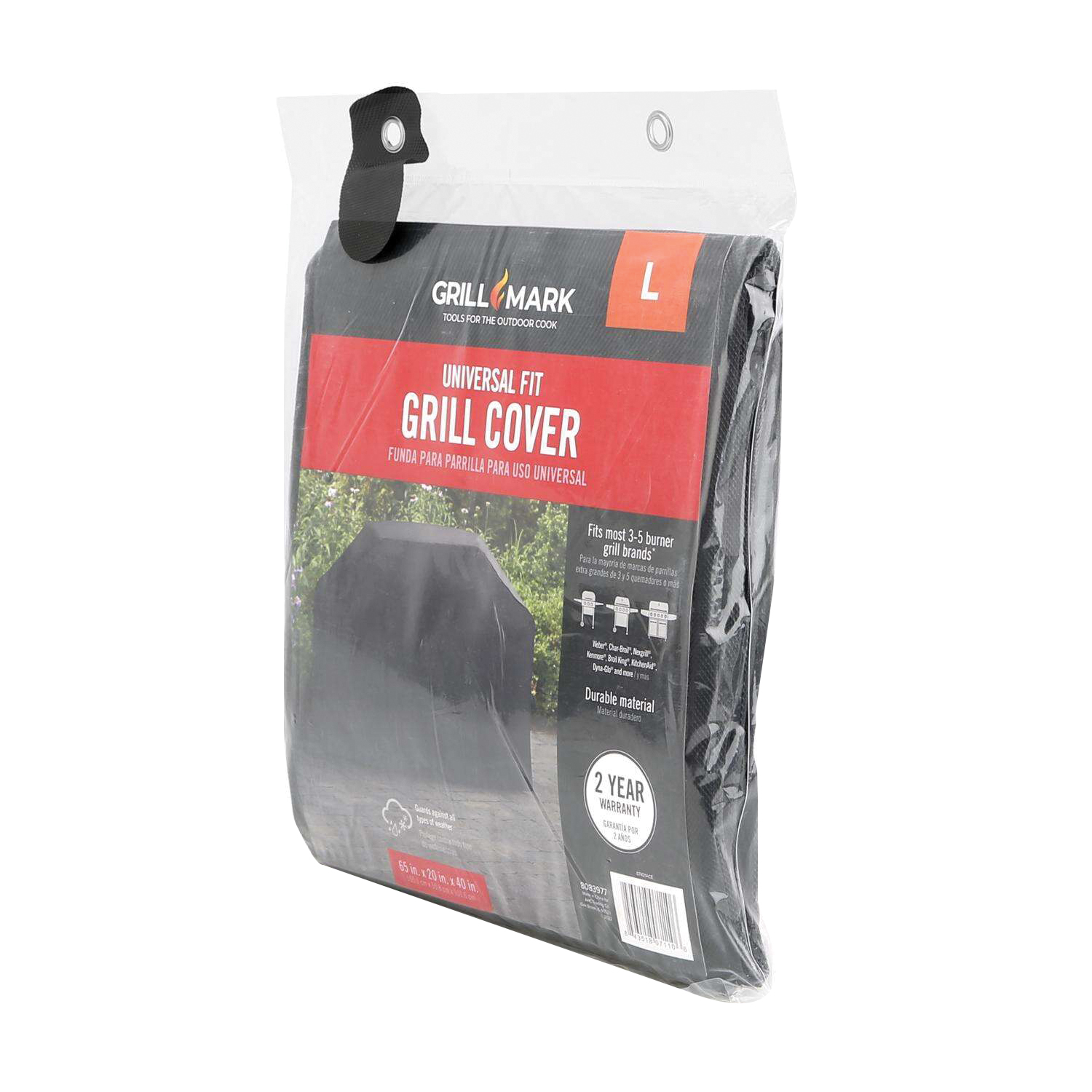Universal Grill Cover, Grillmark, 65 in W, 20 in D, 40 in H, PVC, Black - 3