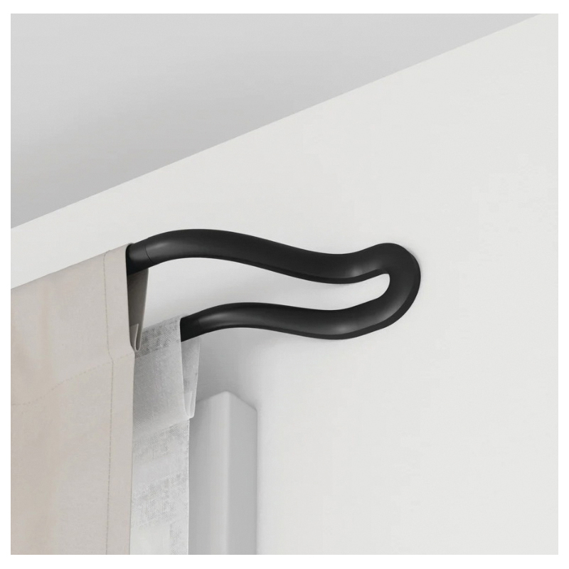 Curtain Rod, Umbra, 3/4 in Dia, 42 to 120 in L, Aluminum/Steel, Matte Black - 3
