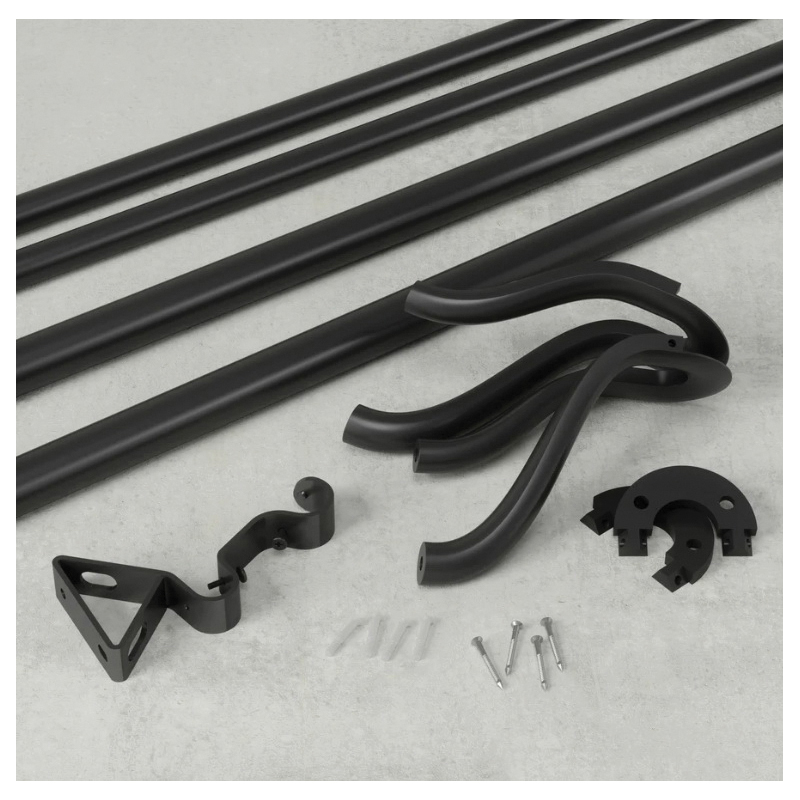 Curtain Rod, Umbra, 3/4 in Dia, 42 to 120 in L, Aluminum/Steel, Matte Black - 4