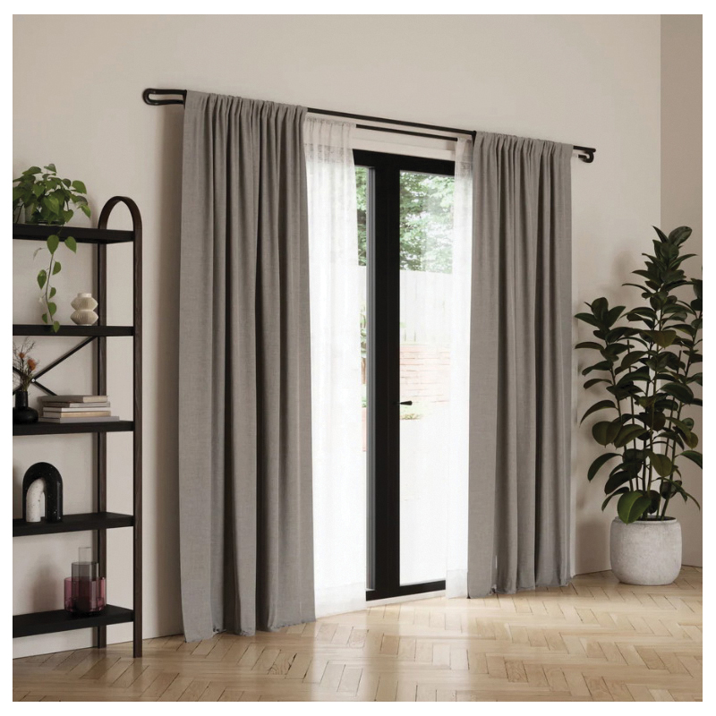 Curtain Rod, Umbra, 3/4 in Dia, 42 to 120 in L, Aluminum/Steel, Matte Black - 5