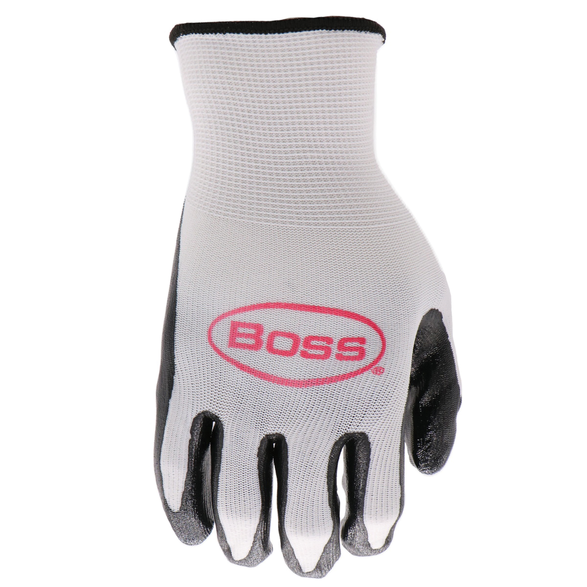 Coated Gloves, Boss, Men's, L, 8 to 8-3/8 in L, Elastic Knit Wrist Cuff, Nitrile Coating - 2