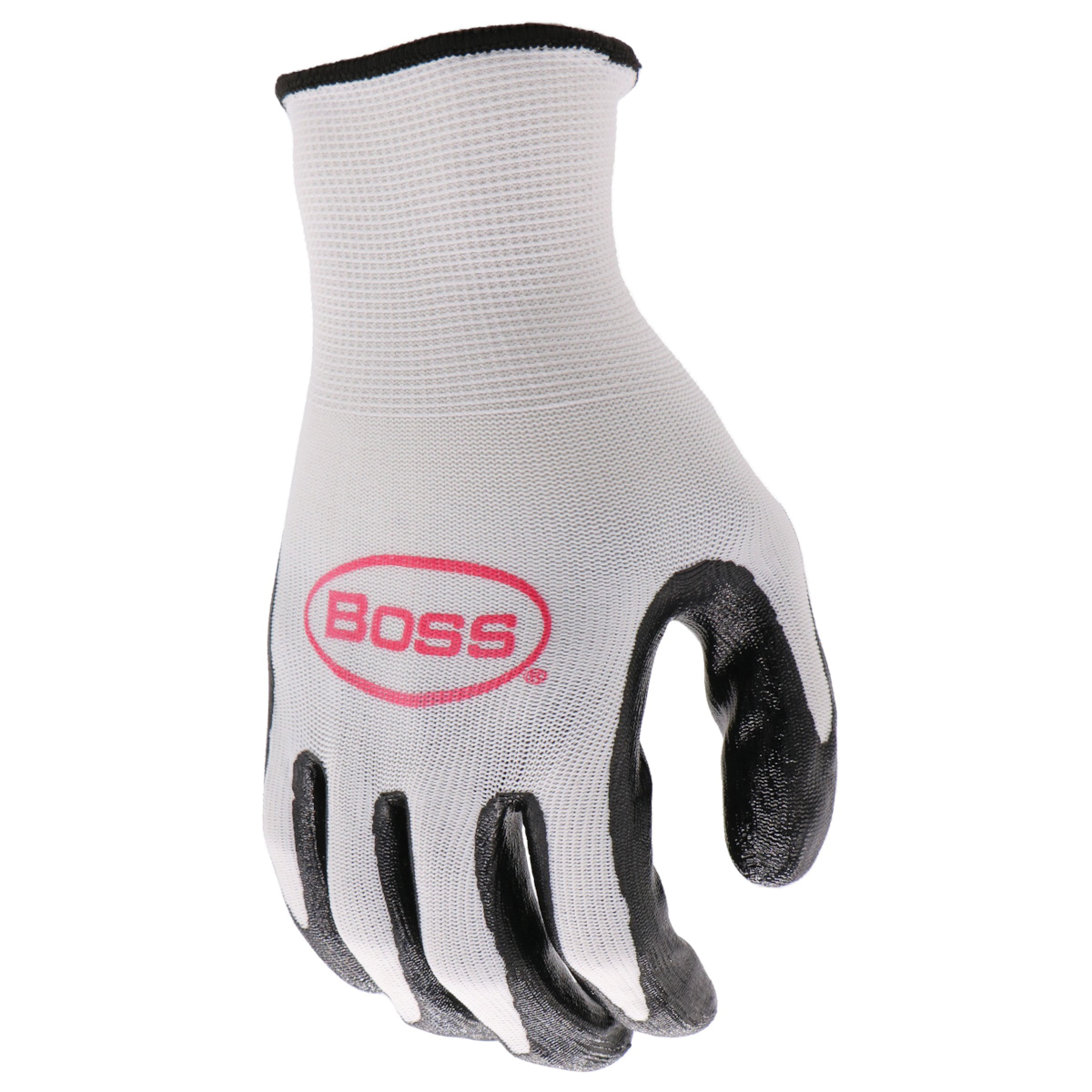Coated Gloves, Boss, Men's, L, 8 to 8-3/8 in L, Elastic Knit Wrist Cuff, Nitrile Coating - 4
