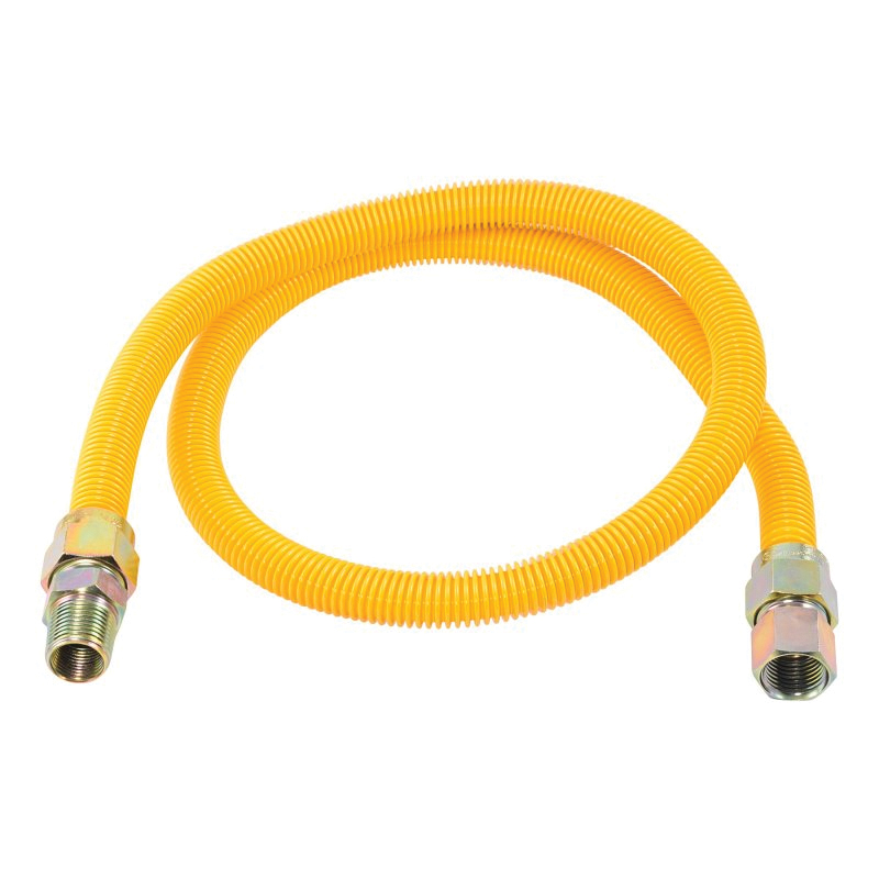 30YE515048B Gas Connector, 1/2 in, FIP x MIP, Stainless Steel, Epoxy-Coated, 48 in L, 1/2 in OD