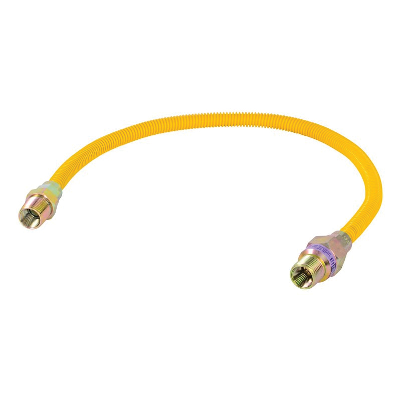 10YE50V024B Gas Connector, 3/8 x 1/2 in, FIP x MIP, Stainless Steel, Epoxy-Coated, 24 in L, 3/8 in OD