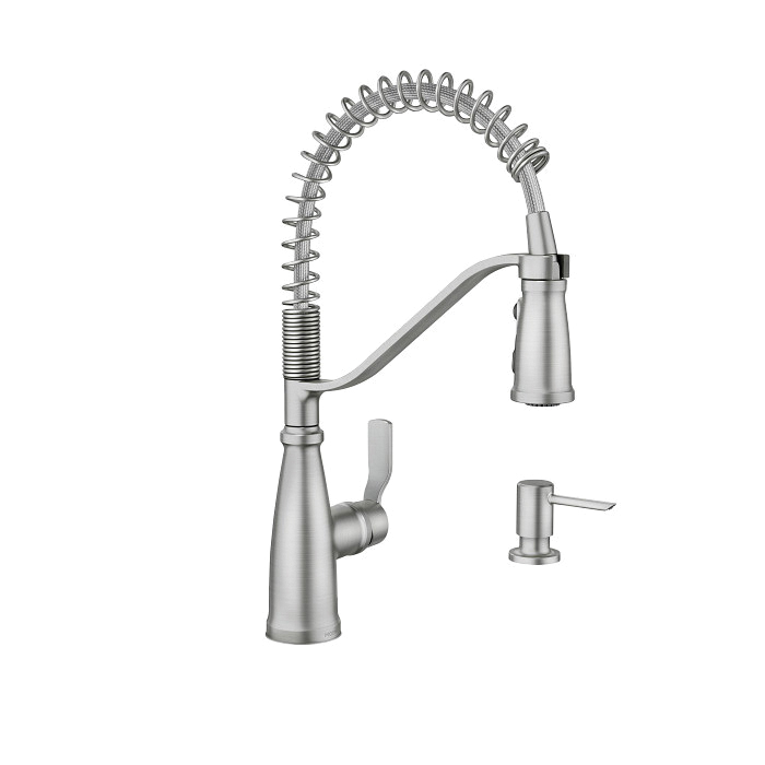 Nolia 87886 Kitchen Faucet, 1.5 gpm, 1-Handle, 1, 3-Hole, Metal, Chrome, Countertop, Sink Mounting