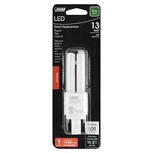 BPPLD13827LDHDR LED Light Bulb, PL Lamp, 13 W Equivalent, GX23-2 Lamp Base, Non-Dimmable, White