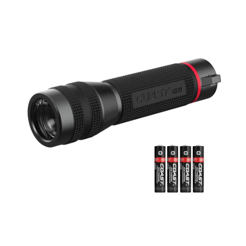 Coast GX20 Flashlight, AAA Battery, Alkaline Battery, LED Lamp, 1200 Lumens, Spot Beam, 853 ft Beam Distance, Black