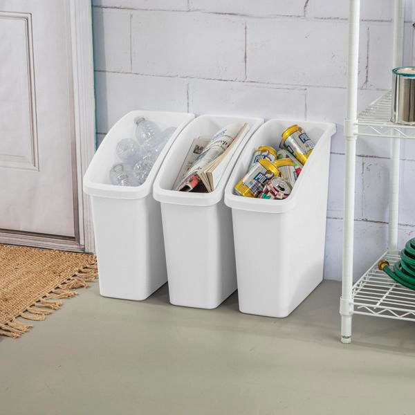 Sterilite 10038006 Under Sink Wastebasket, 8 gal, White, Textured, 8 in W, 18 in D, 15-3/4 in H
