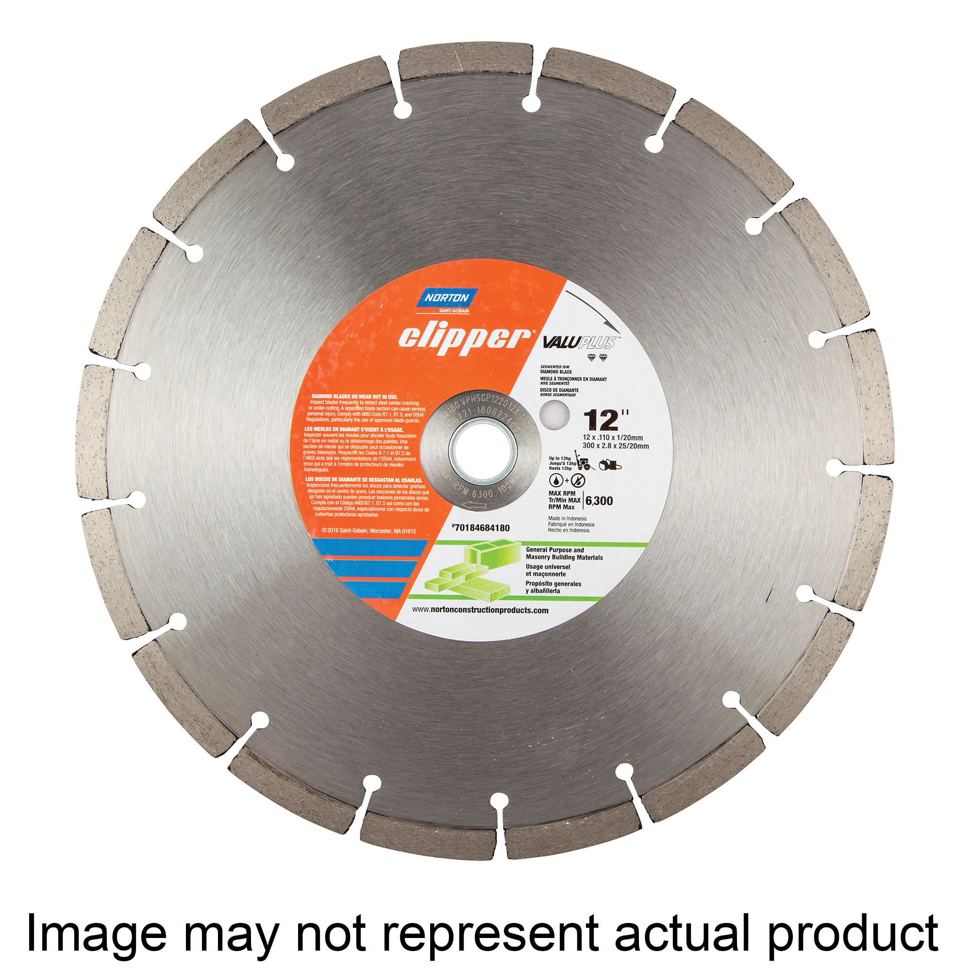 Clipper ValuPlus Series 70184684181 High-Speed Blade, 14 in Dia, 1 to 20 mm Arbor, Segmented Rim