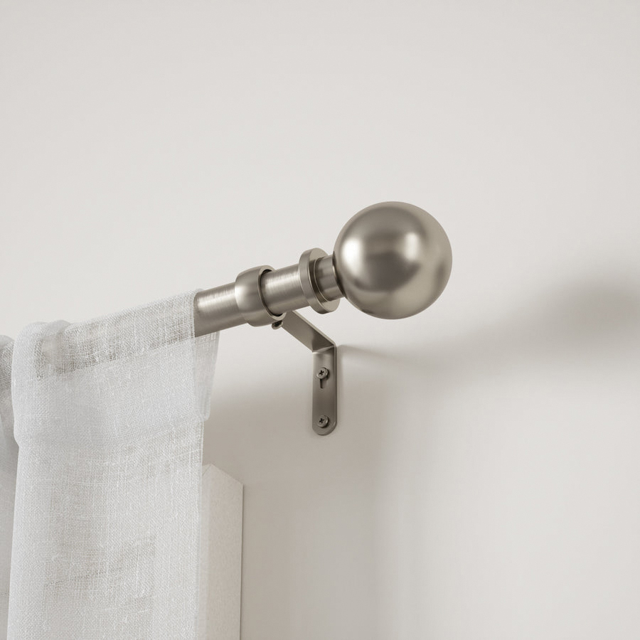 Curtain Rod, Umbra, Bolas Series, 1 in Dia, 36 to 72 in L, ABS/Steel, Nickel - 2