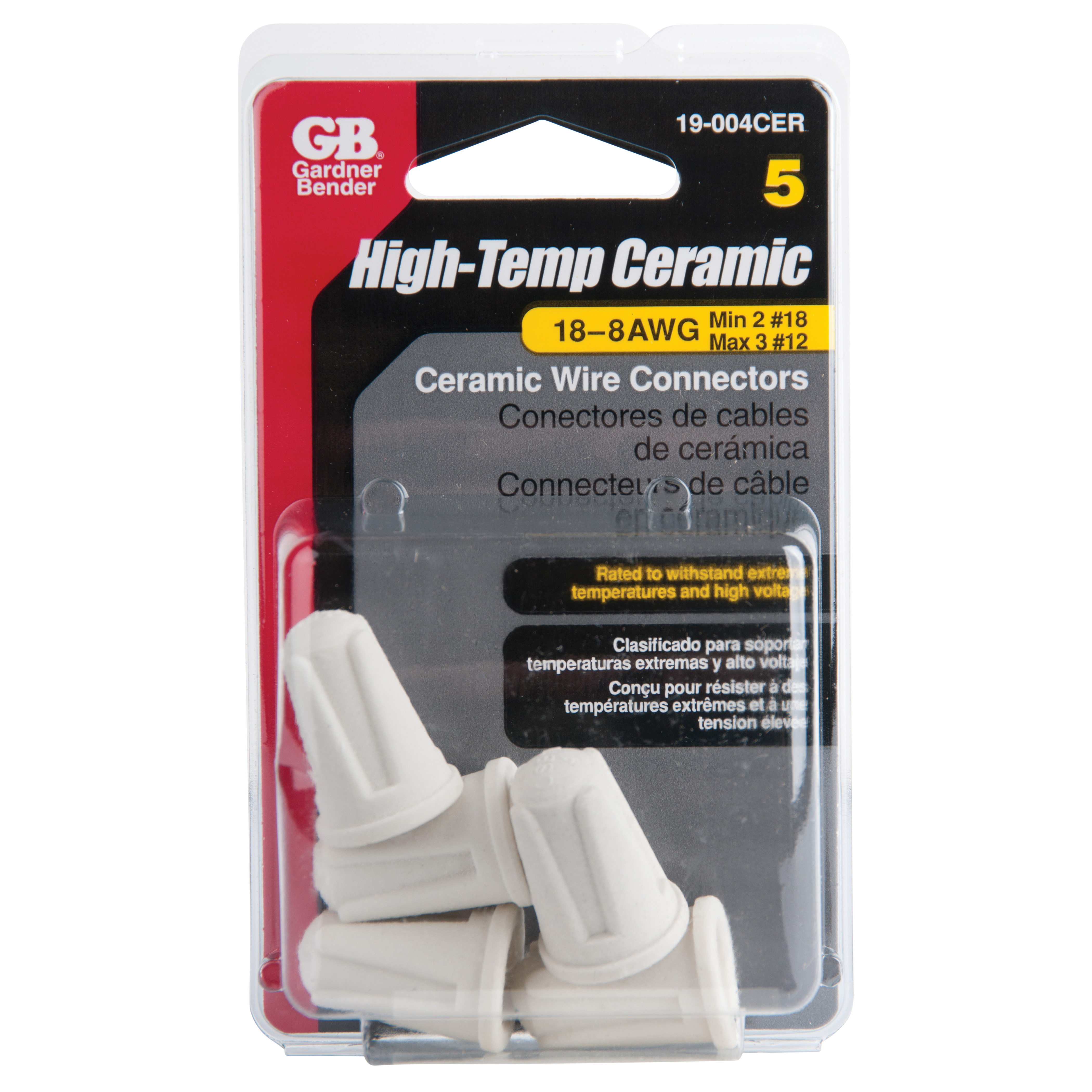 High-Temp Ceramic Wire Connector, Gardner Bender, 18 to 8 AWG Wire, White - 2