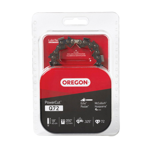 Oregon PowerCut Q72 Saw Chain, 20LPX Chain, 18 in L Bar, 0.063 in Gauge, 0.325 in TPI/Pitch, 72-Link