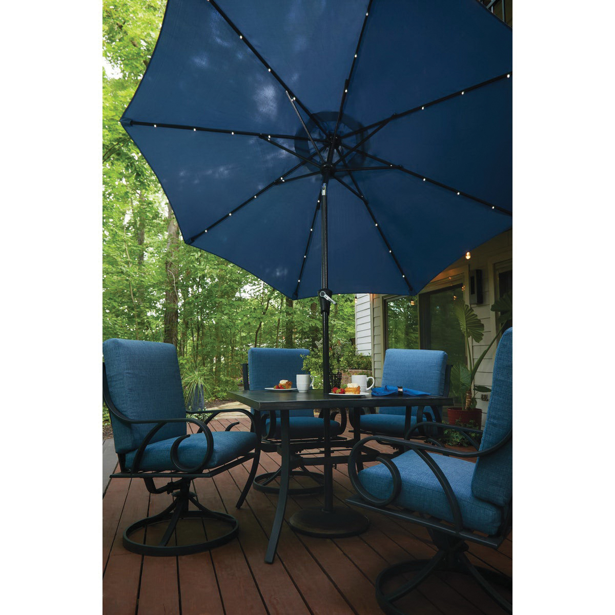 Outdoor Expressions 835227 Patio Umbrella with Solar LED Lights, 74.8 in H, 108 in W Canopy, Octagonal Canopy