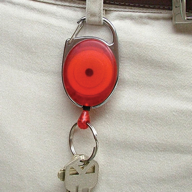 Lucky Line 64001 Oval Retractor Key Carrier, Split Ring, 7/8 in Ring, Metal/Plastic Case
