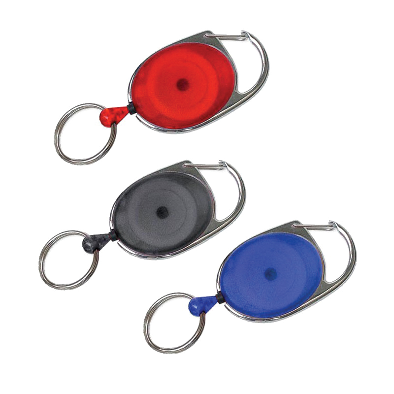 Lucky Line 64001 Oval Retractor Key Carrier, Split Ring, 7/8 in Ring, Metal/Plastic Case