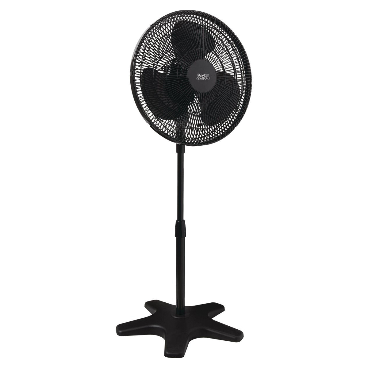 Best Comfort 502870 Pedestal Fan, 120 V, 16 in Dia Blade, Plastic Blade, Plastic Housing Material, Black