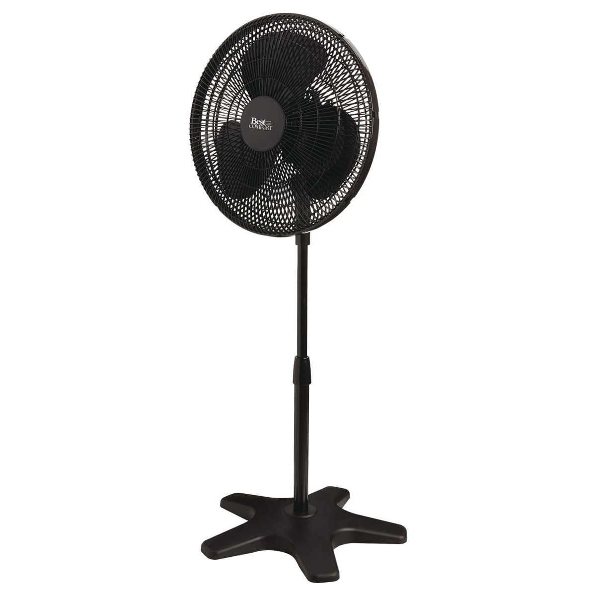Best Comfort 502870 Pedestal Fan, 120 V, 16 in Dia Blade, Plastic Blade, Plastic Housing Material, Black