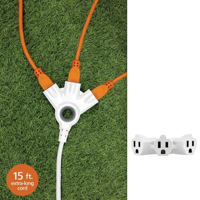 Ezgrip Indoor/Outdoor Extension Cord, Philips, 16 AWG Cable, 15 ft L, 13 A, 125 V, White - 4