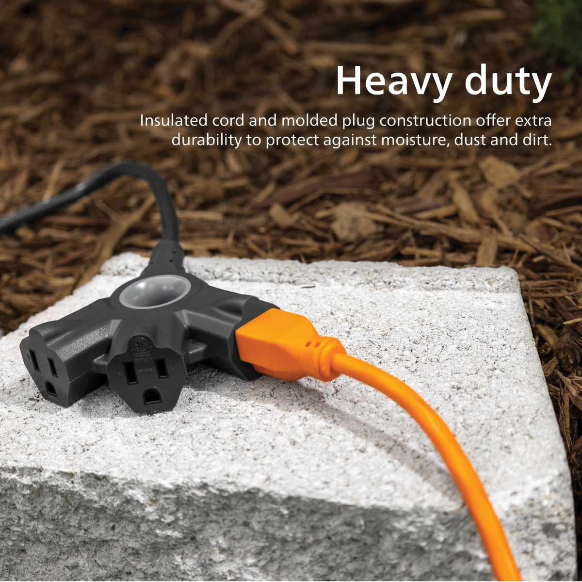 Extension Cord with 3-Way Power Block, Philips, 16/3 AWG Cable, Grounded Plug, 3-Socket, 13 A, 125 V - 4