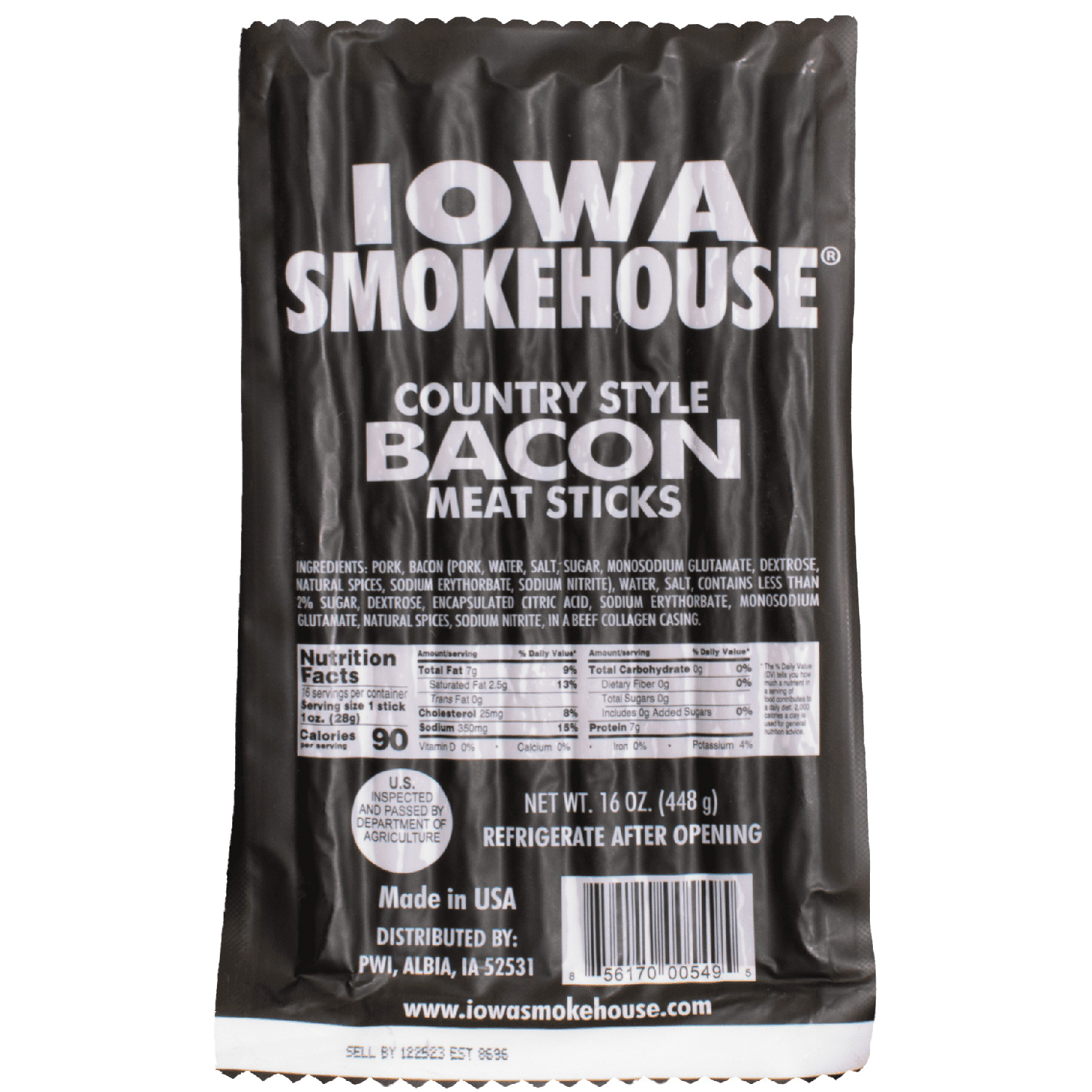 Iowa Smokehouse is-16csba Meat Stick, Bacon, 16 oz - 2