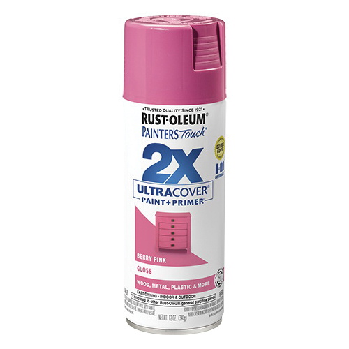 Painter's Touch 2X Ultra Cover 334025 Spray Paint, Gloss, Berry Pink, 12 oz, Aerosol Can