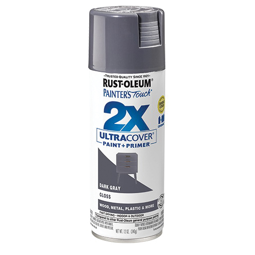 Painter's Touch 2X Ultra Cover 334031 Spray Paint, Gloss, Dark Gray, 12 oz, Aerosol Can