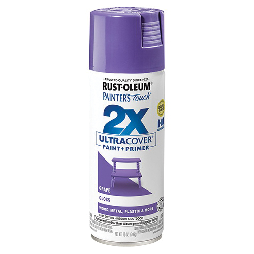 Painter's Touch 2X Ultra Cover 334033 Spray Paint, Gloss, Grape, 12 oz, Aerosol Can