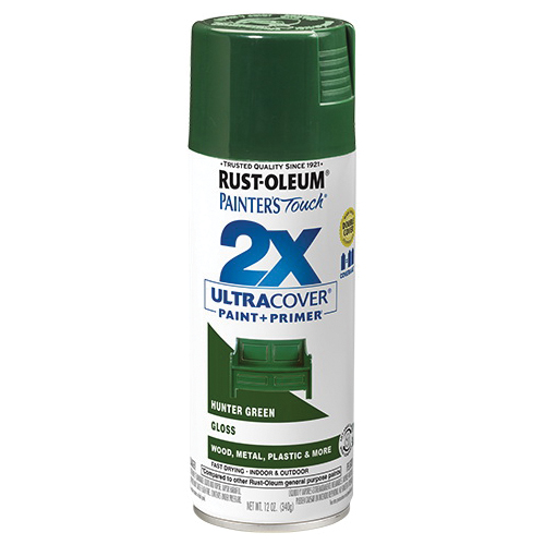 Painter's Touch 2X Ultra Cover 334034 Spray Paint, Gloss, Hunter Green, 12 oz, Aerosol Can