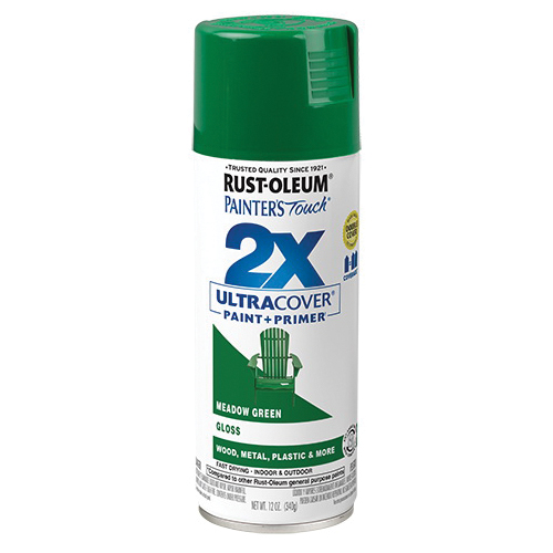 Painter's Touch 2X Ultra Cover 334039 Spray Paint, Gloss, Meadow Green, 12 oz, Aerosol Can