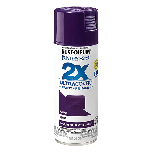 Painter's Touch 2X Ultra Cover 334042 Spray Paint, Gloss, Purple, 12 oz, Aerosol Can