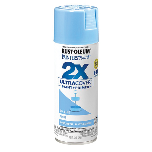 Painter's Touch 2X Ultra Cover 334045 Spray Paint, Gloss, Spa Blue, 12 oz, Aerosol Can