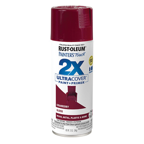 Painter's Touch 2X Ultra Cover 334051 Spray Paint, Gloss, Cranberry, 12 oz, Aerosol Can