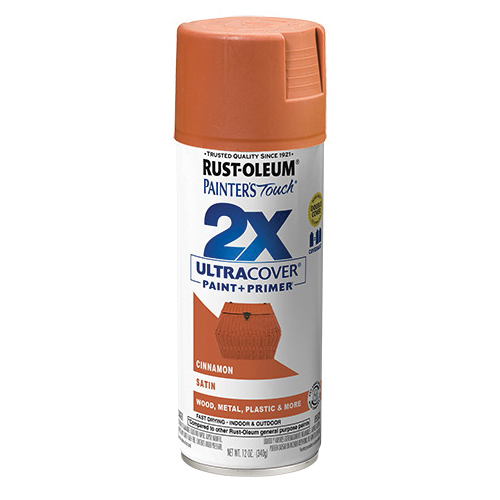 Painter's Touch 2X Ultra Cover 334061 Spray Paint, Satin, Cinnamon, 12 oz, Aerosol Can