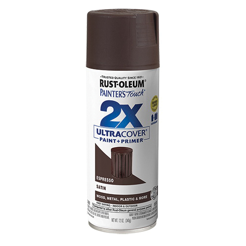 Painter's Touch 2X Ultra Cover 334066 Spray Paint, Satin, Espresso, 12 oz, Aerosol Can