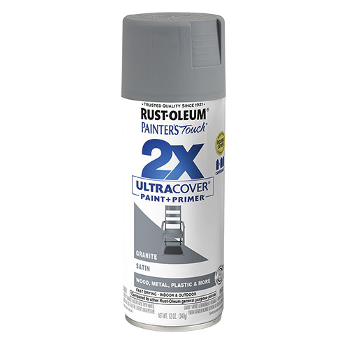 Painter's Touch 2X Ultra Cover 334069 Spray Paint, Satin, Granite, 12 oz, Aerosol Can