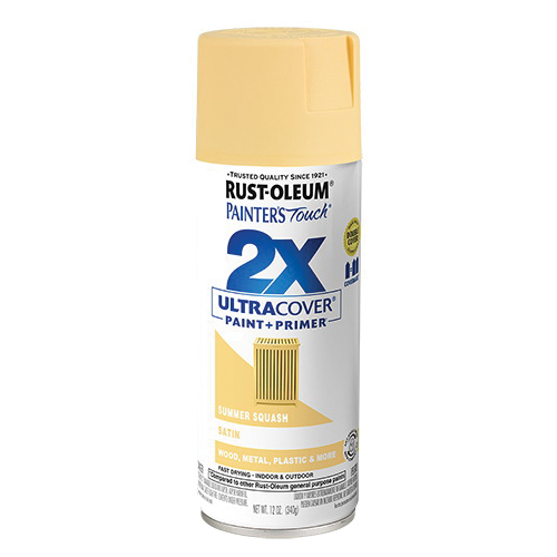 Painter's Touch 2X Ultra Cover 334079 Spray Paint, Satin, Summer Squash, 12 oz, Aerosol Can