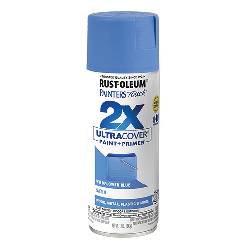 Painter's Touch 2X Ultra Cover 334080 Spray Paint, Satin, Wildflower Blue, 12 oz, Aerosol Can