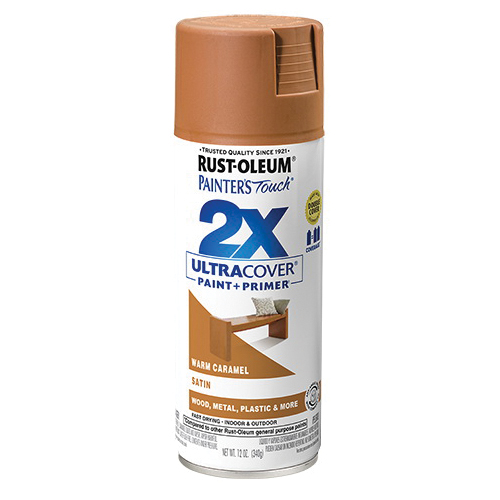 Painter's Touch 2X Ultra Cover 334083 Spray Paint, Satin, Warm Caramel, 12 oz, Aerosol Can