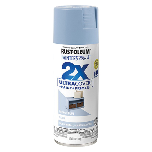 Painter's Touch 2X Ultra Cover 334088 Spray Paint, Satin, French Blue, 12 oz, Aerosol Can