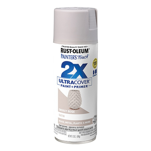 Painter's Touch 2X Ultra Cover 334092 Spray Paint, Satin, Smokey Beige, 12 oz, Aerosol Can