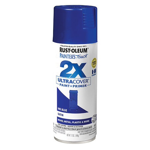 Painter's Touch 2X Ultra Cover 334093 Spray Paint, Satin, Ink Blue, 12 oz, Aerosol Can