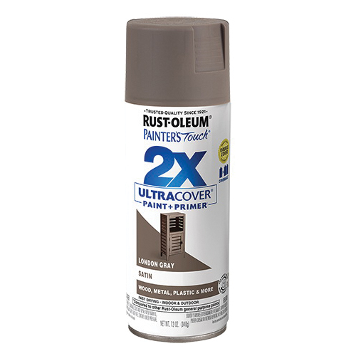 Painter's Touch 2X Ultra Cover 346953 Spray Paint, Satin, London Gray, 12 oz, Aerosol Can