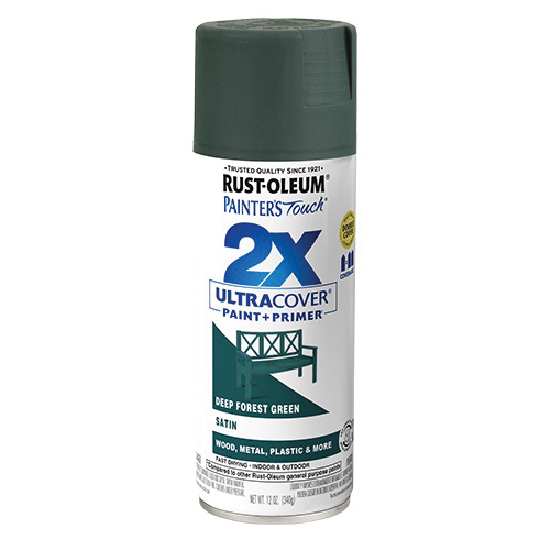 Painter's Touch 2X Ultra Cover 350372 Spray Paint, Satin, Deep Forest, 12 oz, Aerosol Can