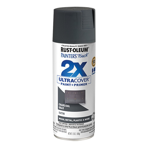 Painter's Touch 2X Ultra Cover 350373 Spray Paint, Satin, Charcoal Gray, 12 oz, Aerosol Can