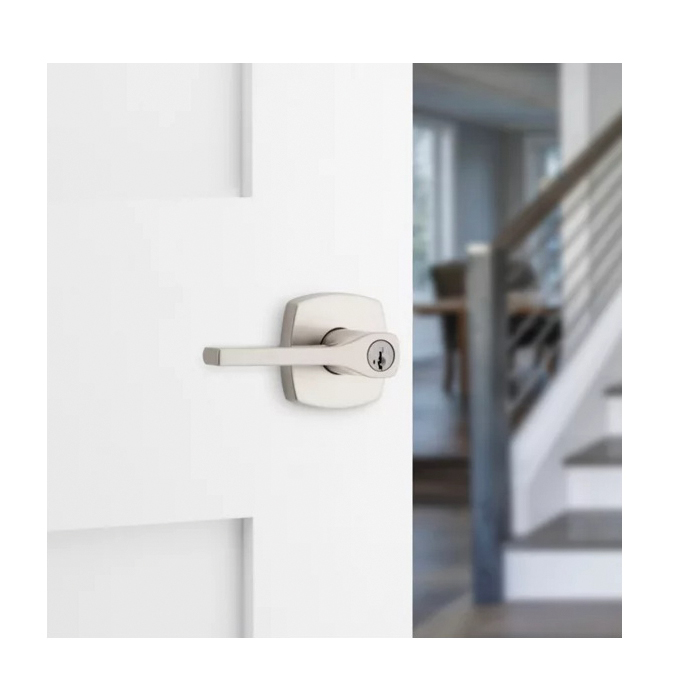 Entry Door Handle, Weiser, Lever Handle, Satin Nickel, Zinc - 4