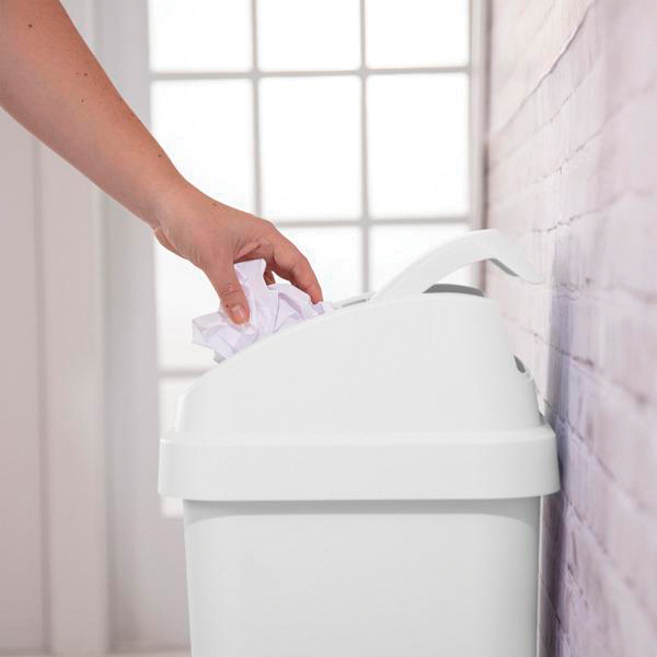 Trash Can with Lid, Sterilite, 13 gal, Plastic, Swing-Top, White, Textured, 13-1/2 in W, 17-1/4 in D - 4