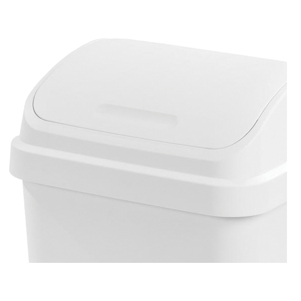 Trash Can with Lid, Sterilite, 13 gal, Plastic, Swing-Top, White, Textured, 13-1/2 in W, 17-1/4 in D - 5