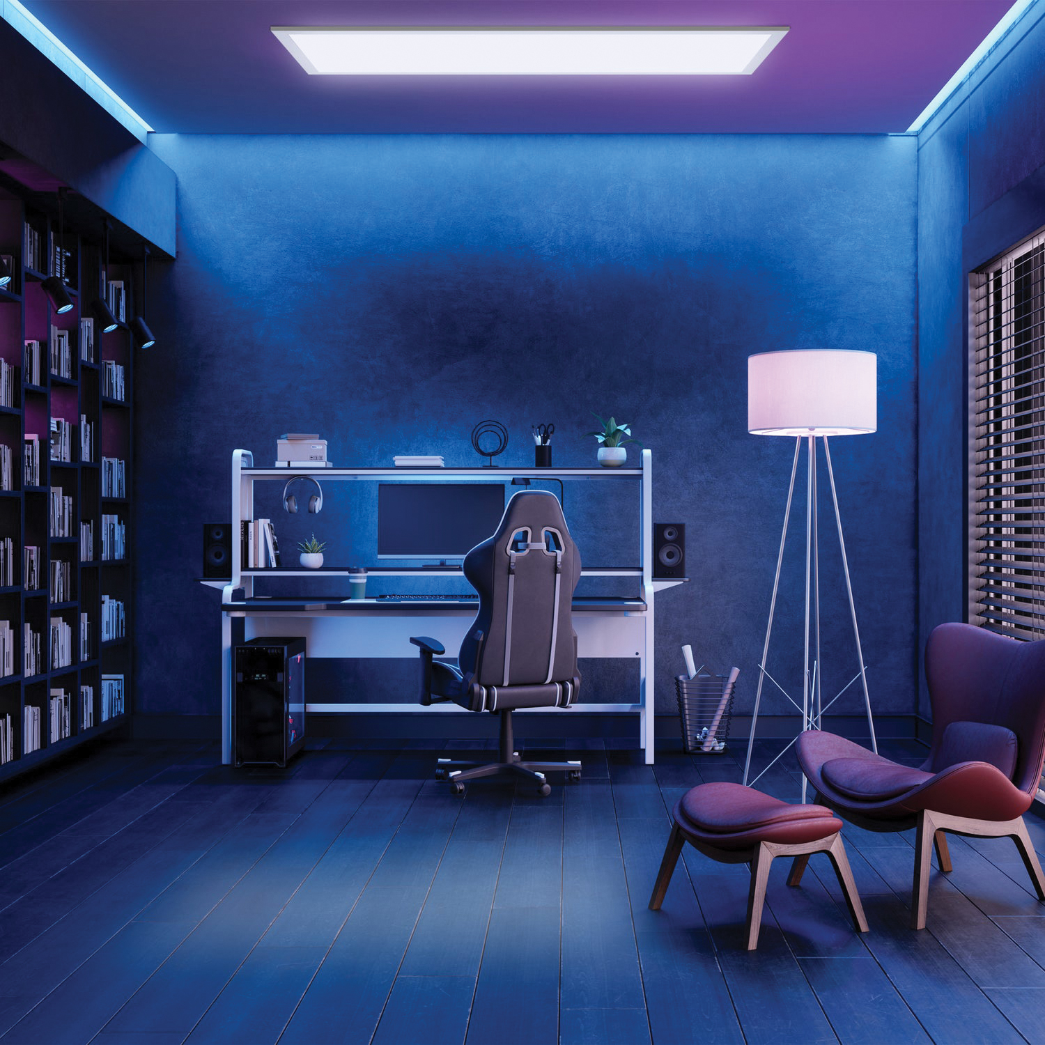 Feit Electric FP1X4/6WY/WH Flush-Mount Light, 120 V, LED Lamp, 4000 Lumens, 3000, 3500, 4000, 5000, 6500 K Color Temp - 3