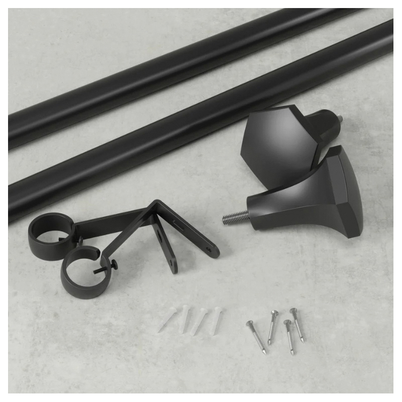Curtain Rod, Umbra, 1 in Dia, 36 to 72 in L, ABS/Steel, Matte Black - 3